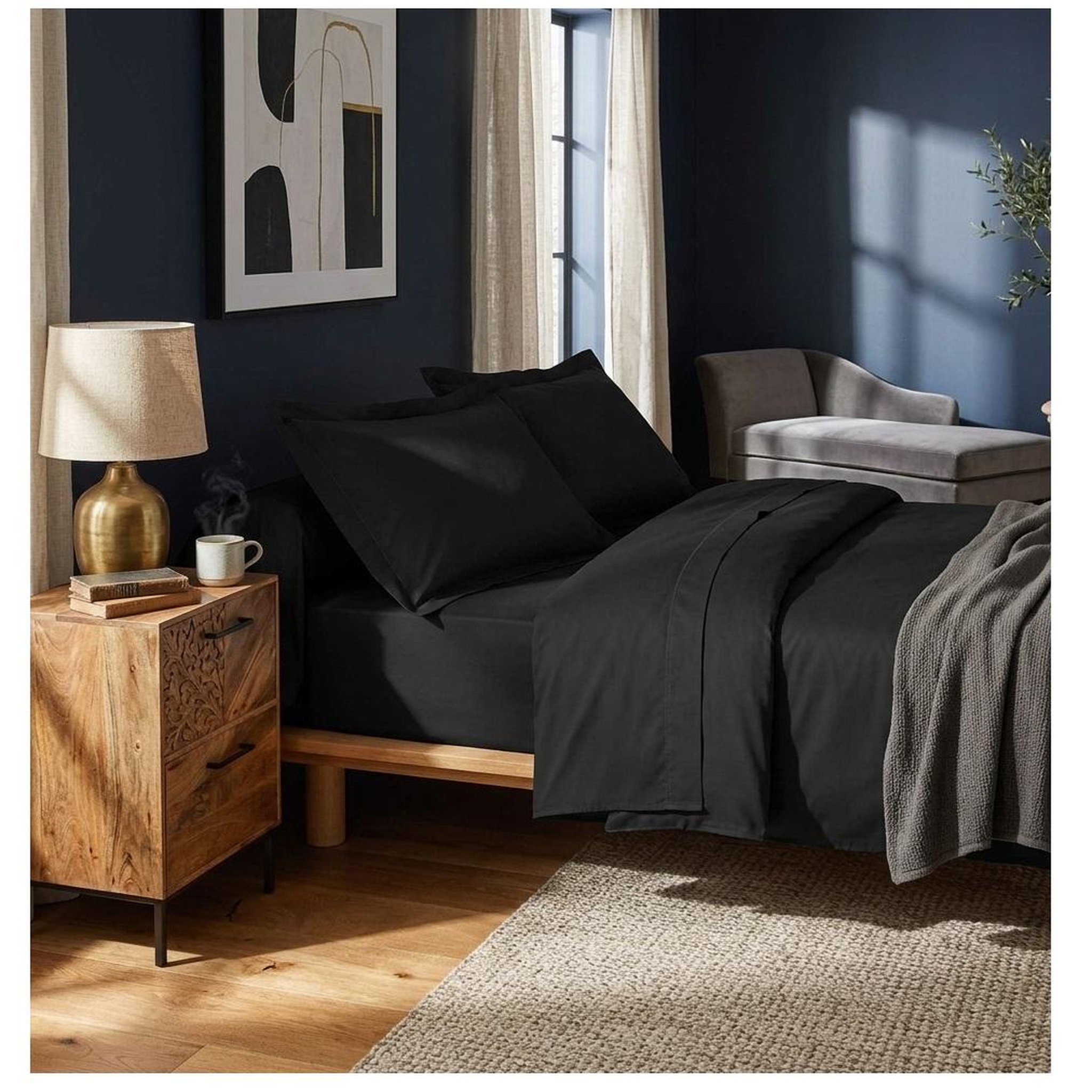 Voir la diapositive 2 : Eden Drap housse en coton line design et moderne