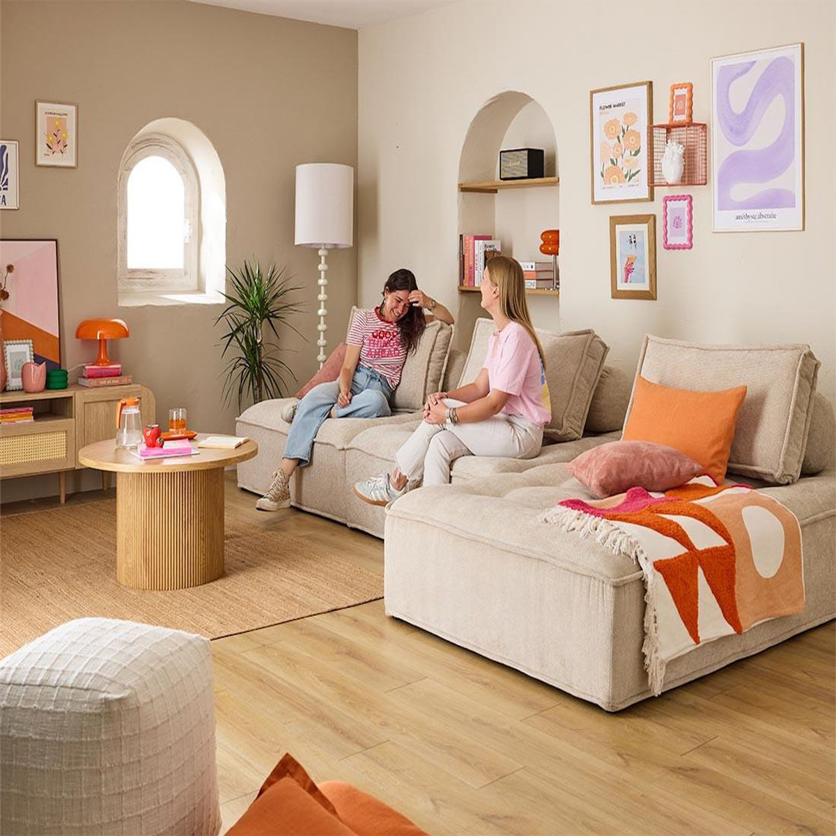 LISA DESIGN Marisol - canapé d'angle modulable 4 places - velours texturé