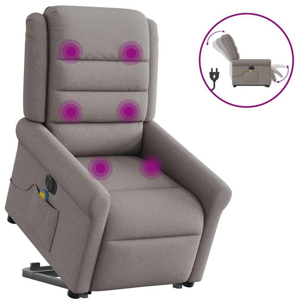 VIDAXL Fauteuil inclinable de massage electrique Taupe Tissu