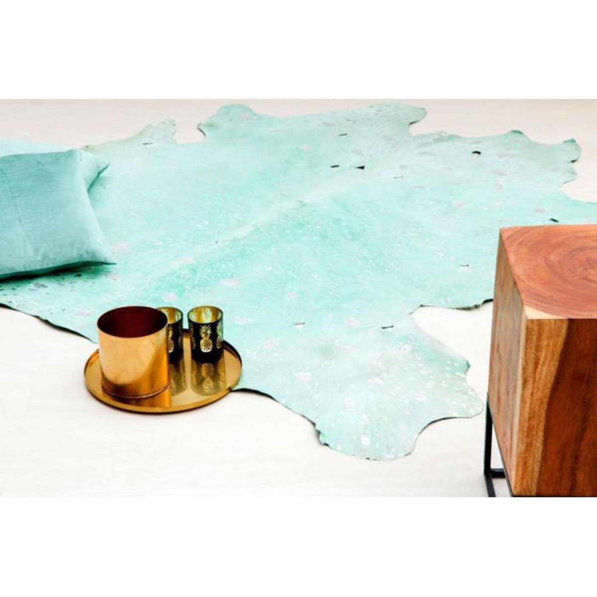 Paris Prix Tapis Peau de Vache  Fly  Bleu & Argent