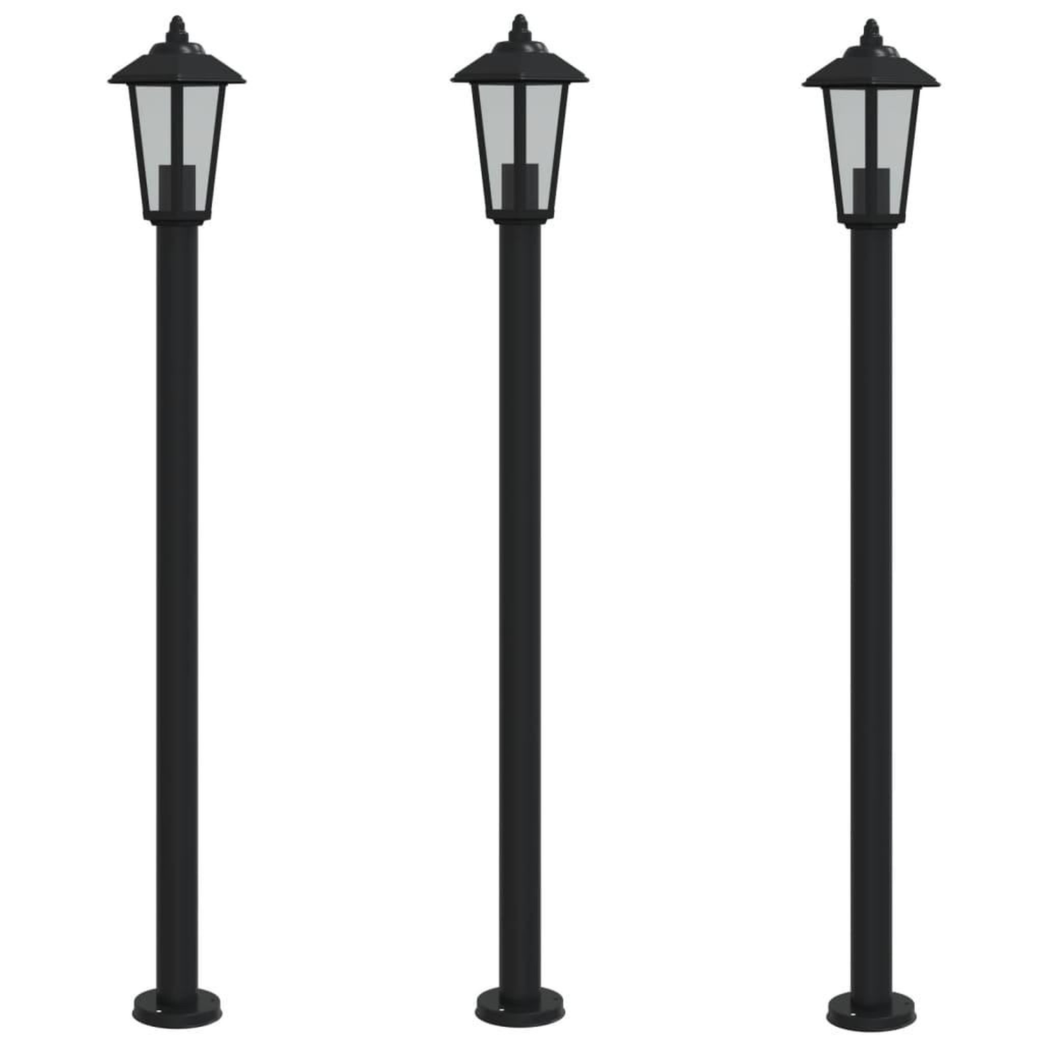 Voir la diapositive 2 : VIDAXL Lampadaires d'exterieur 3 pcs noir 120 cm acier inoxydable