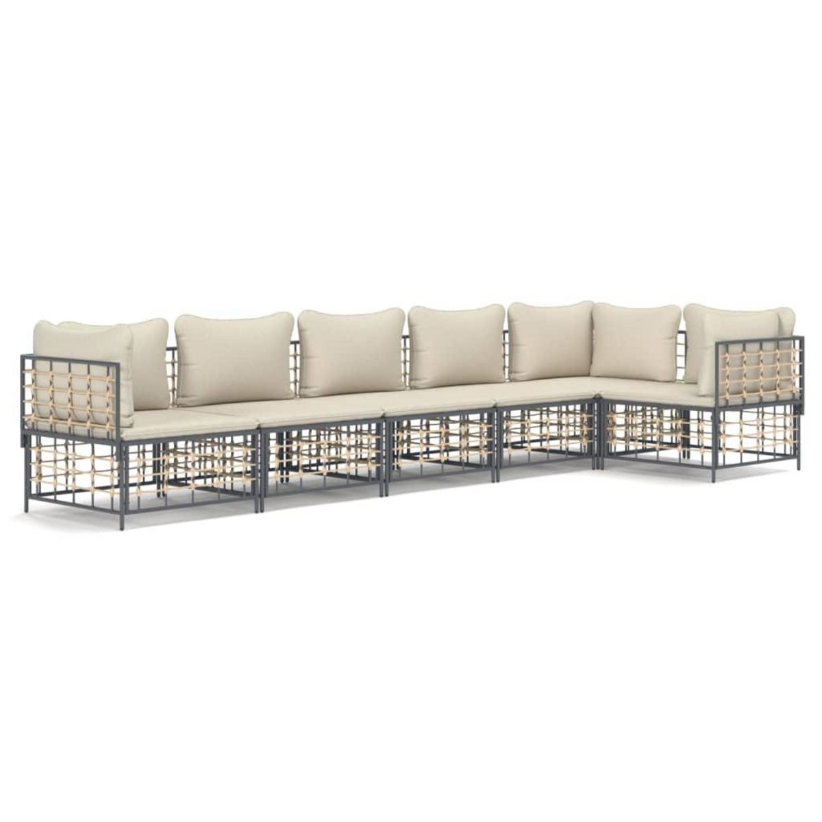 VIDAXL Salon de jardin 6 pcs avec coussins anthracite resine tressee