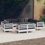 Voir la diapositive 1 : VIDAXL Salon de jardin 11 pcs avec coussins blanc bois de pin solide
