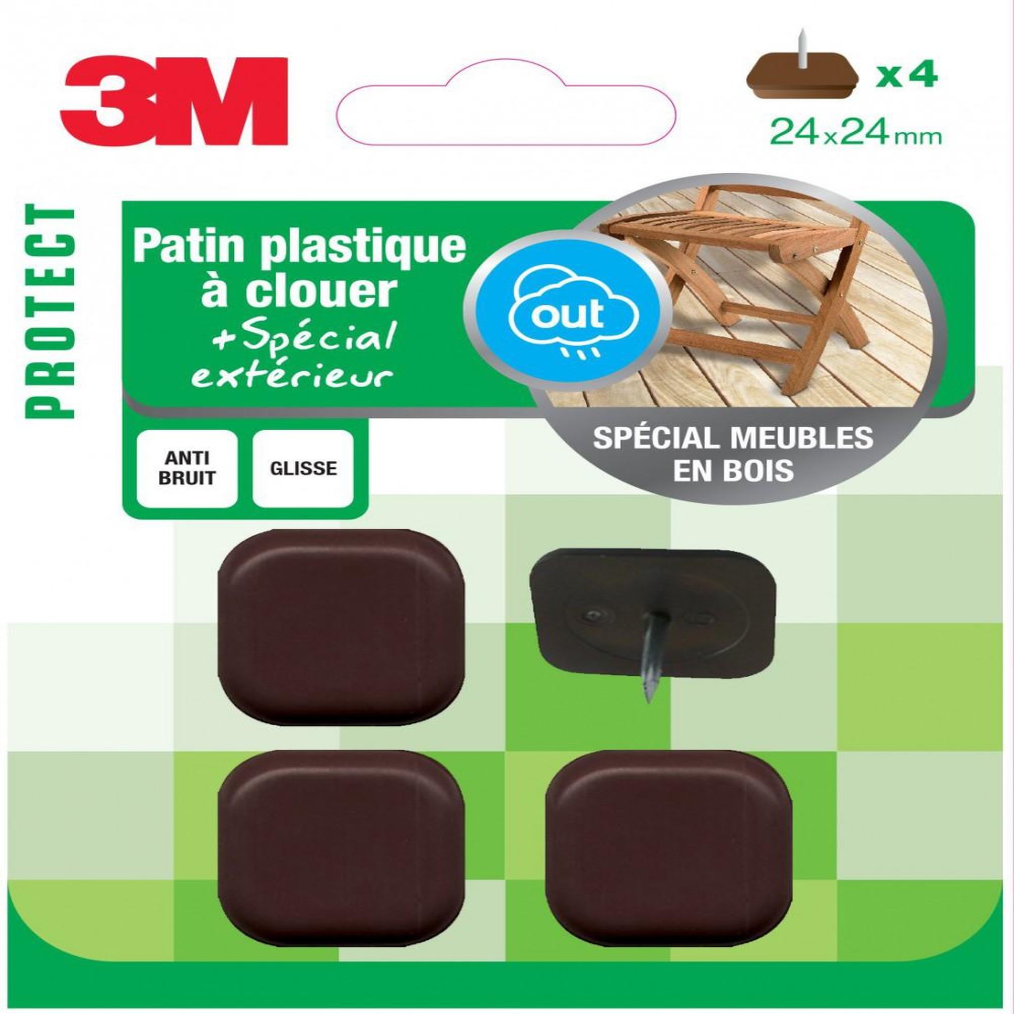 3M Lot de 4 patins en plastique 3M