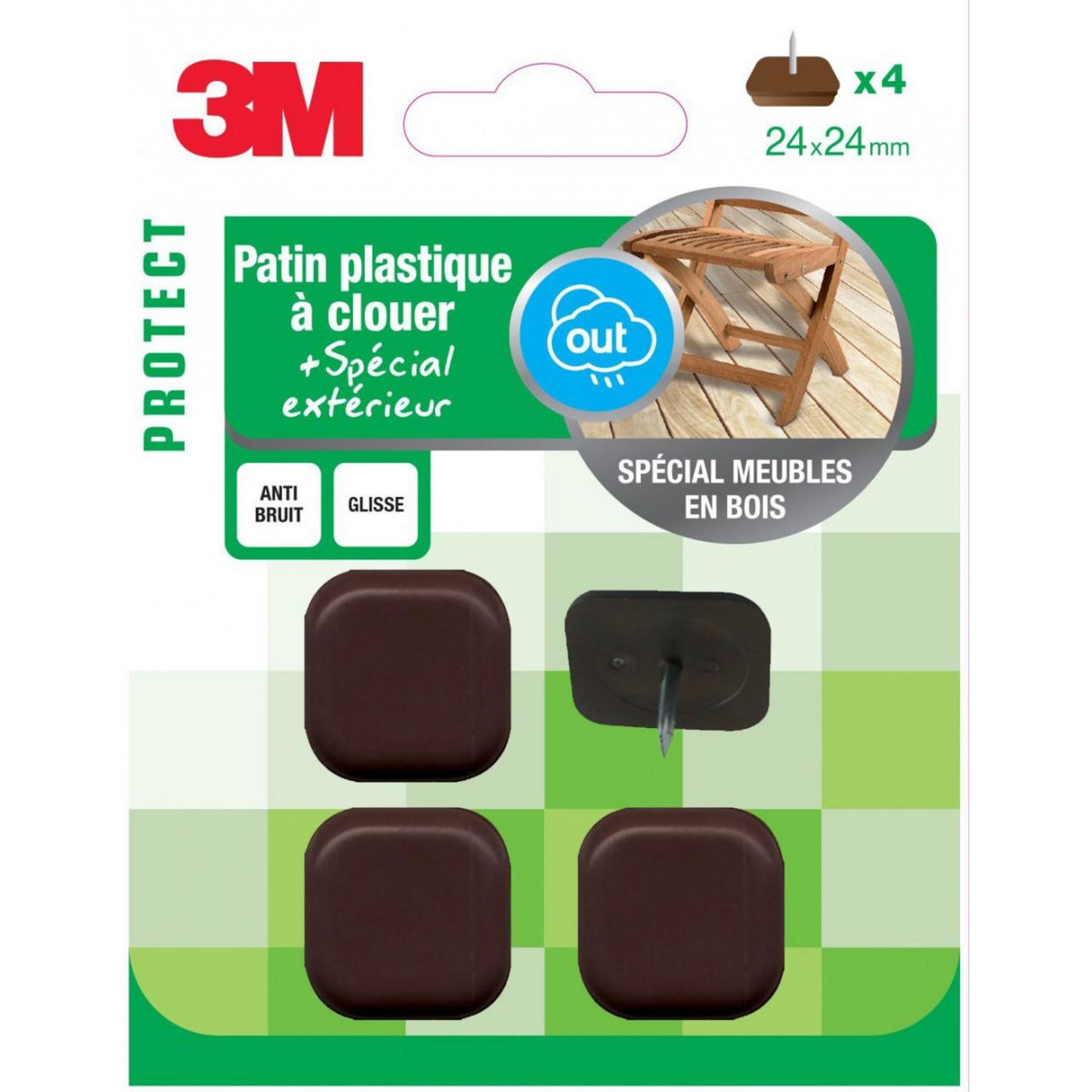 3M Lot de 4 patins en plastique 3M