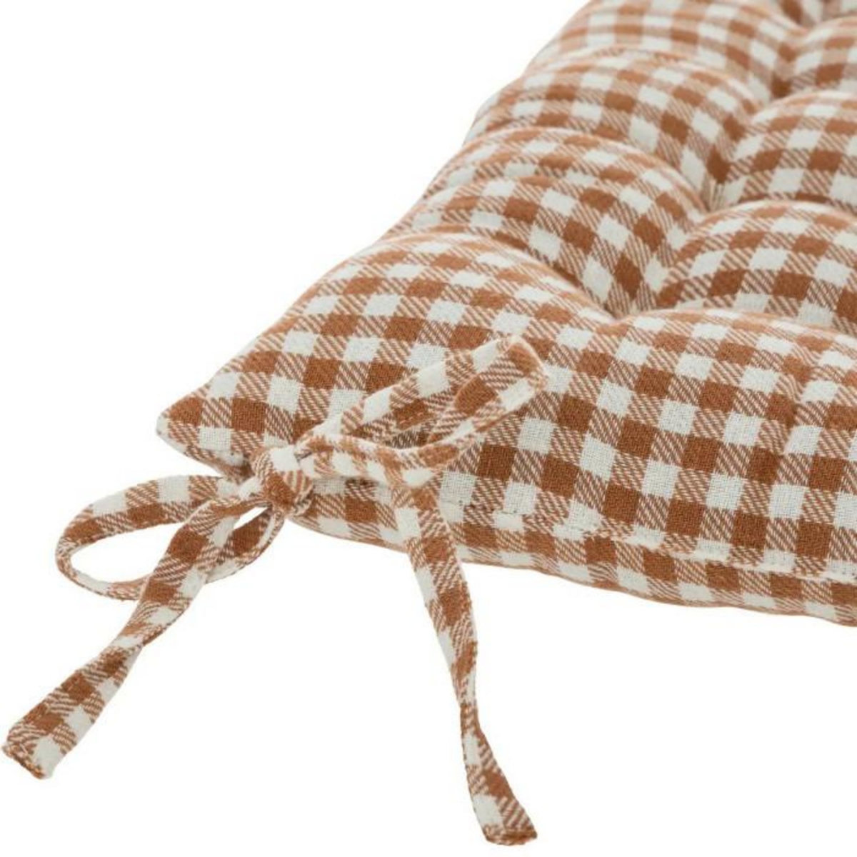 ATMOSPHERA Galette de Chaise Vichy  Floral  38x38cm Marron