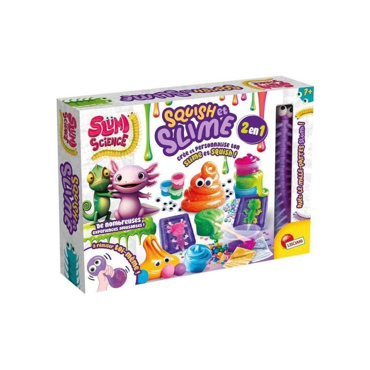LISCIANI GIOCHI Squish et slime - Kit Scientifique - SLUMI SCIENCE - Composants Variés, Recettes Illustrées