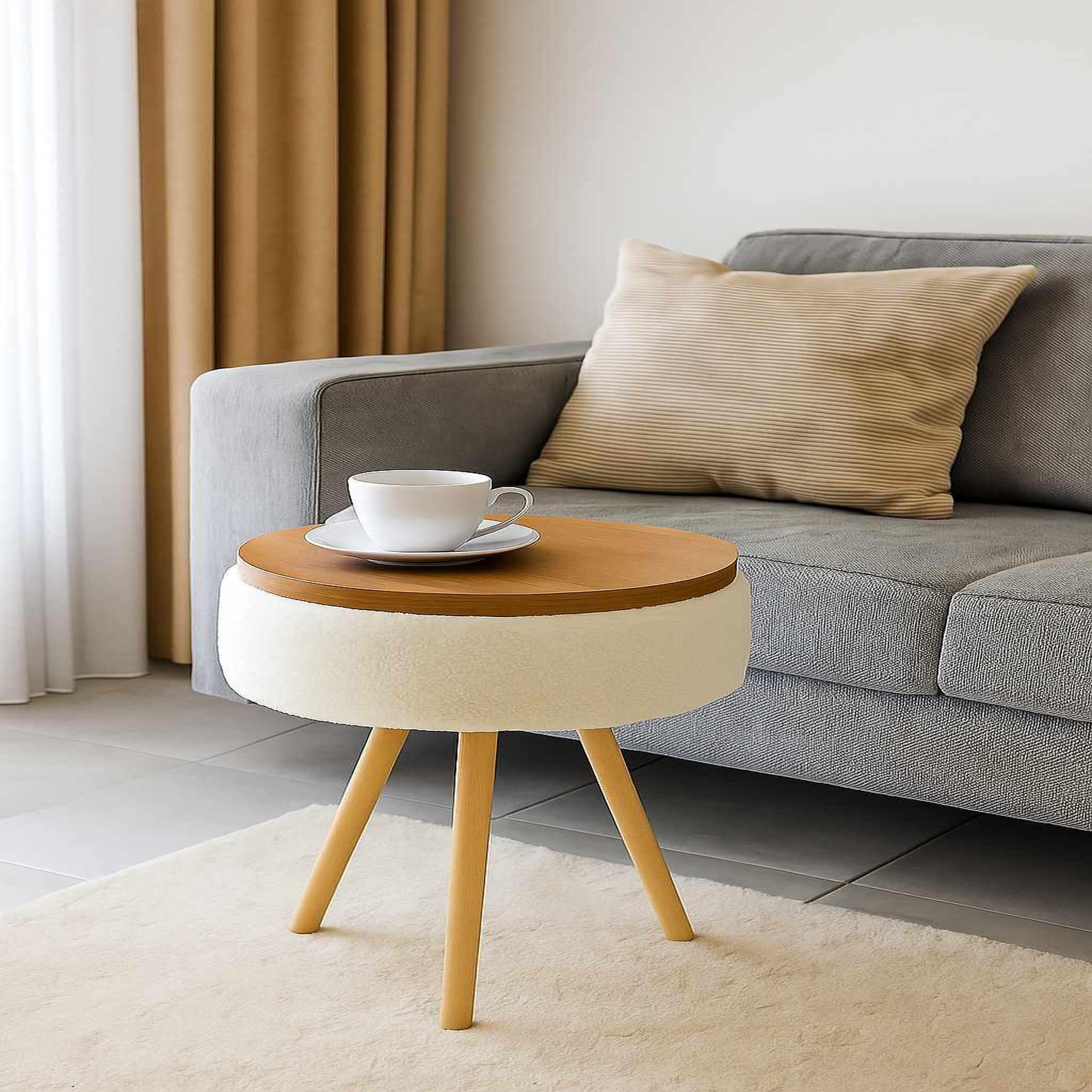 Voir la diapositive 2 : Habitat et Jardin Table d'Appoint en bois   Zgn   - Ø33 x 45 cm - Blanc