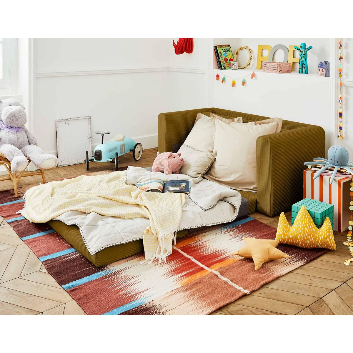 BEST MOBILIER Marilia - canapé 2 places - convertible déplimousse - en velours côtelé