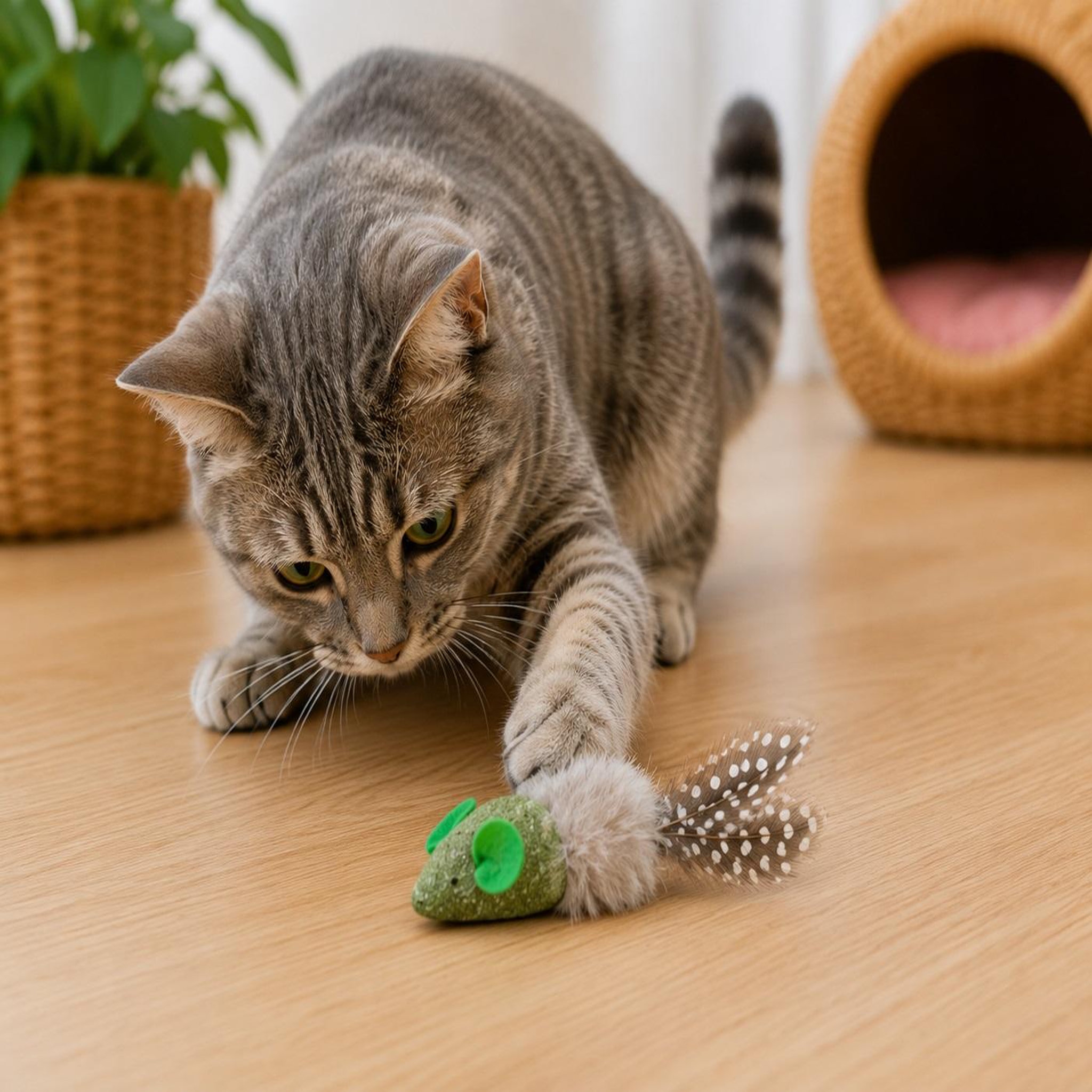 Voir la diapositive 2 : Eden Jouet souris katti en cataire avec plumes pour chat