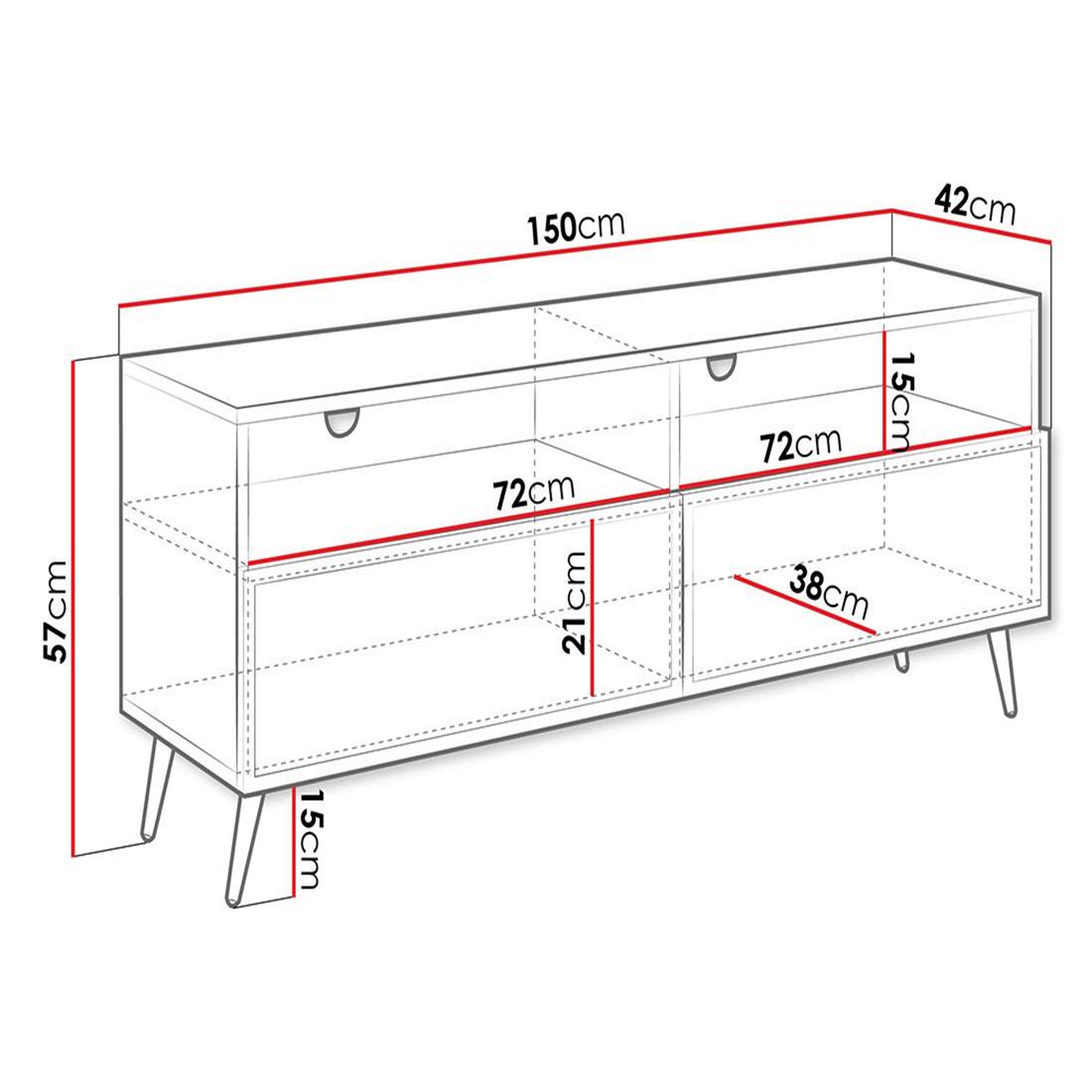 Voir la diapositive 4 : BEST MOBILIER Sorolla - meuble tv - 2 tiroirs et 2 niches - 150 cm
