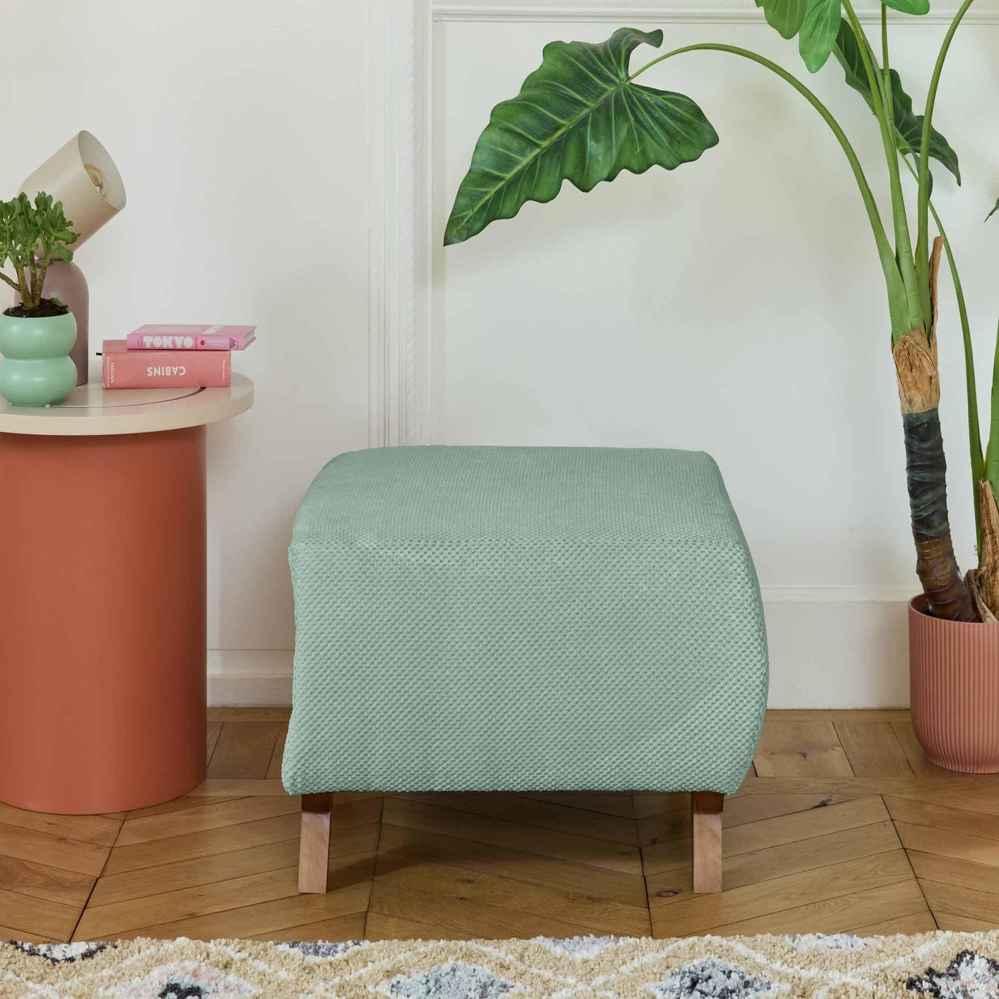 Voir la diapositive 2 : BEST MOBILIER Cristal - pouf modulable - 65 cm - en velours texturé