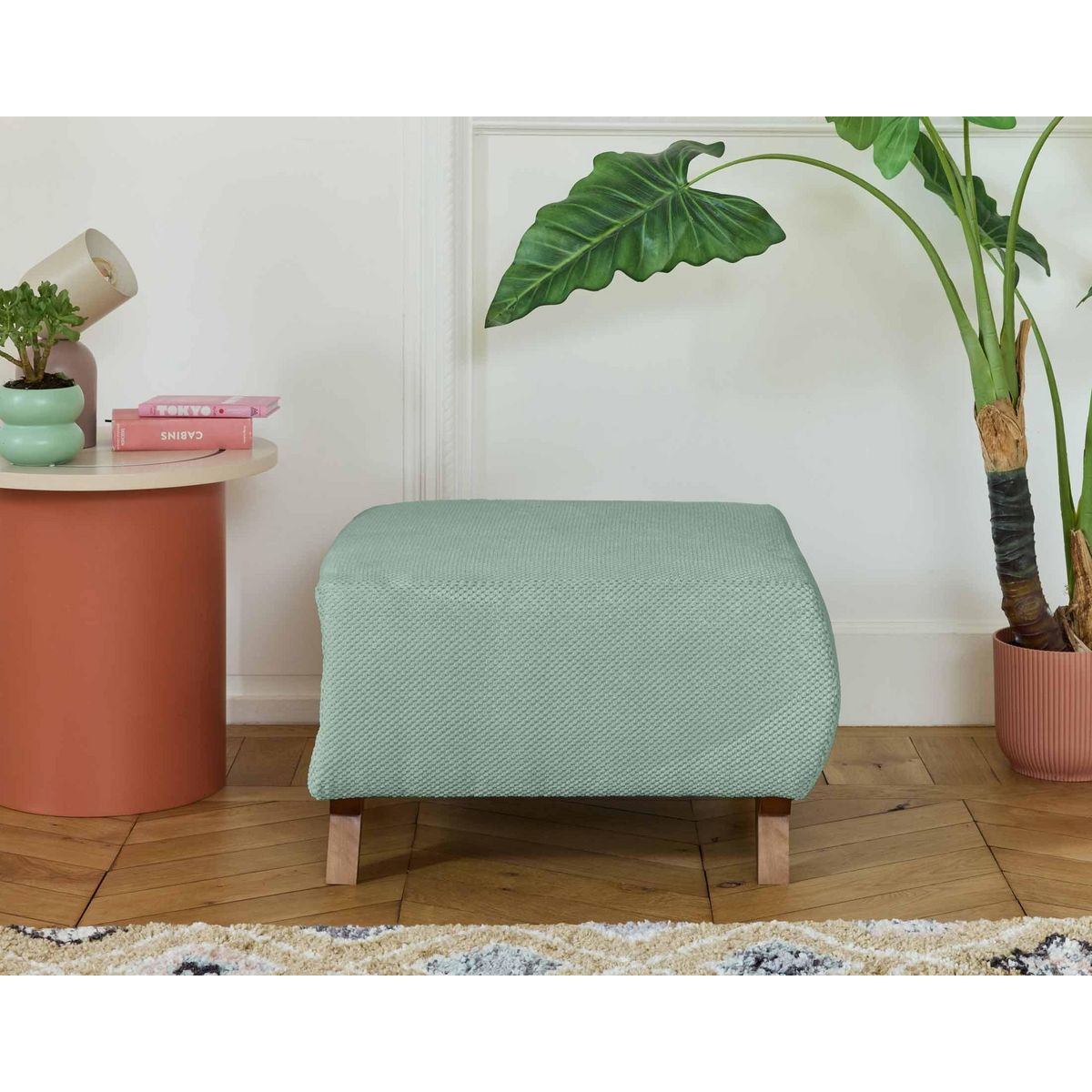 BEST MOBILIER Cristal - pouf modulable - 65 cm - en velours texturé