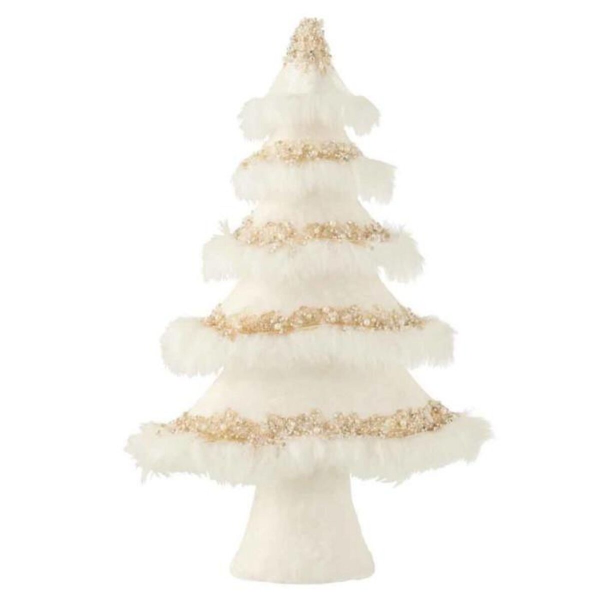 Paris Prix Sapin de Noël Velours  Plumes  51cm Blanc & Or