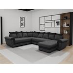 BEST MOBILIER Henry - canapé panoramique d'angle réversible - 7 places - convertible avec coffre - en tissu et pu. Coloris disponibles : Gris