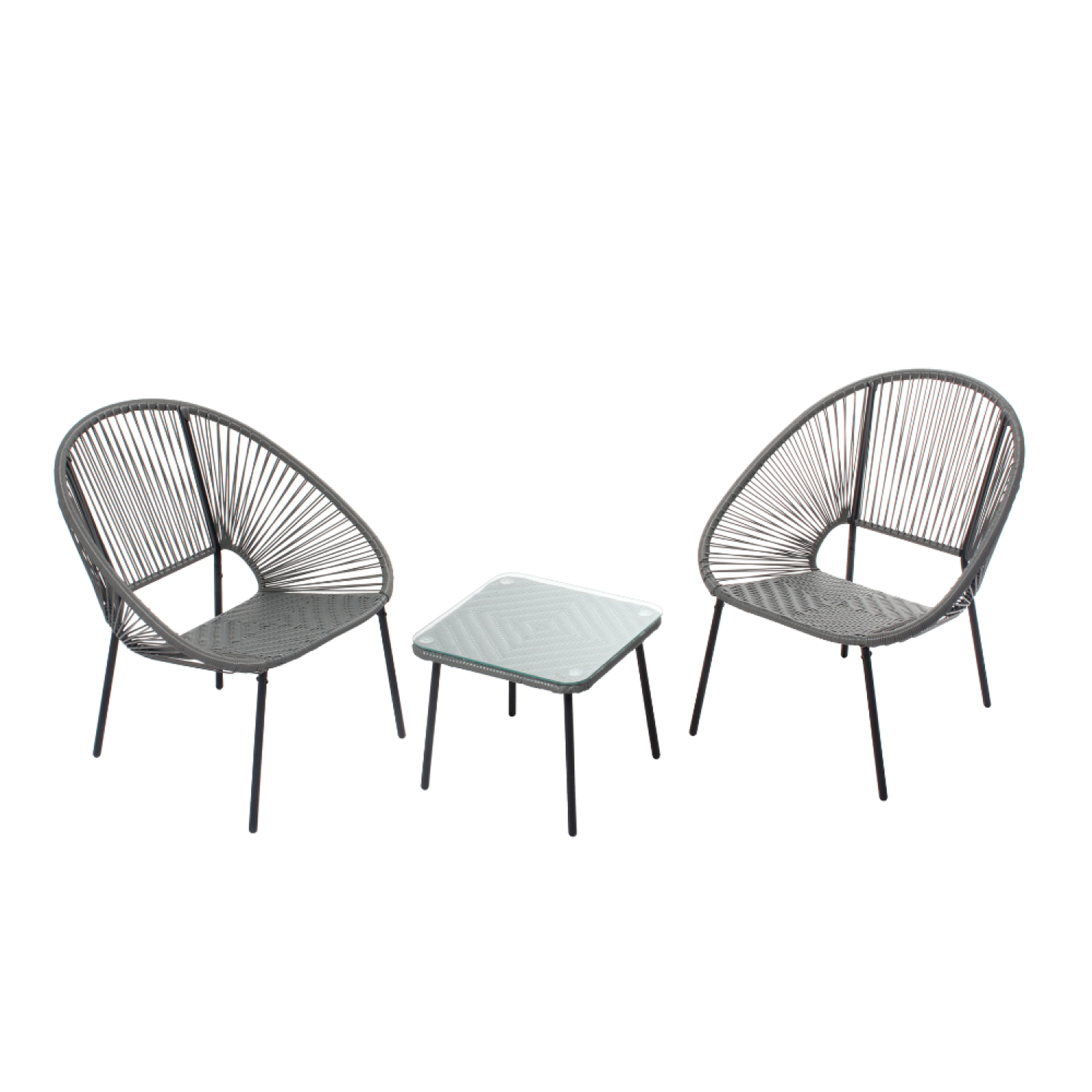 CONCEPT USINE Set de 2 fauteuils + table basse gris foncé acapulco
