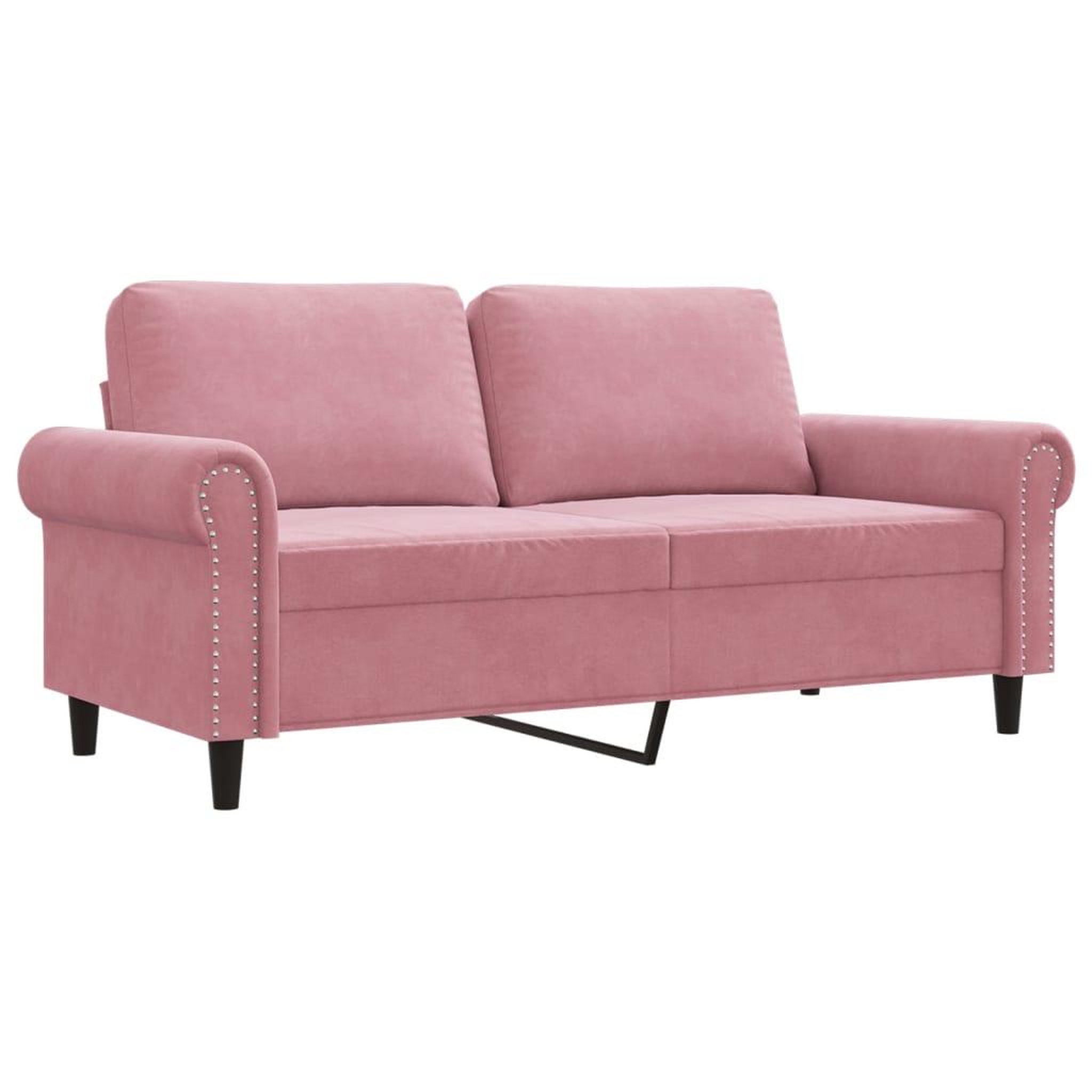 Voir la diapositive 2 : VIDAXL Canape a 2 places Rose 140 cm Velours
