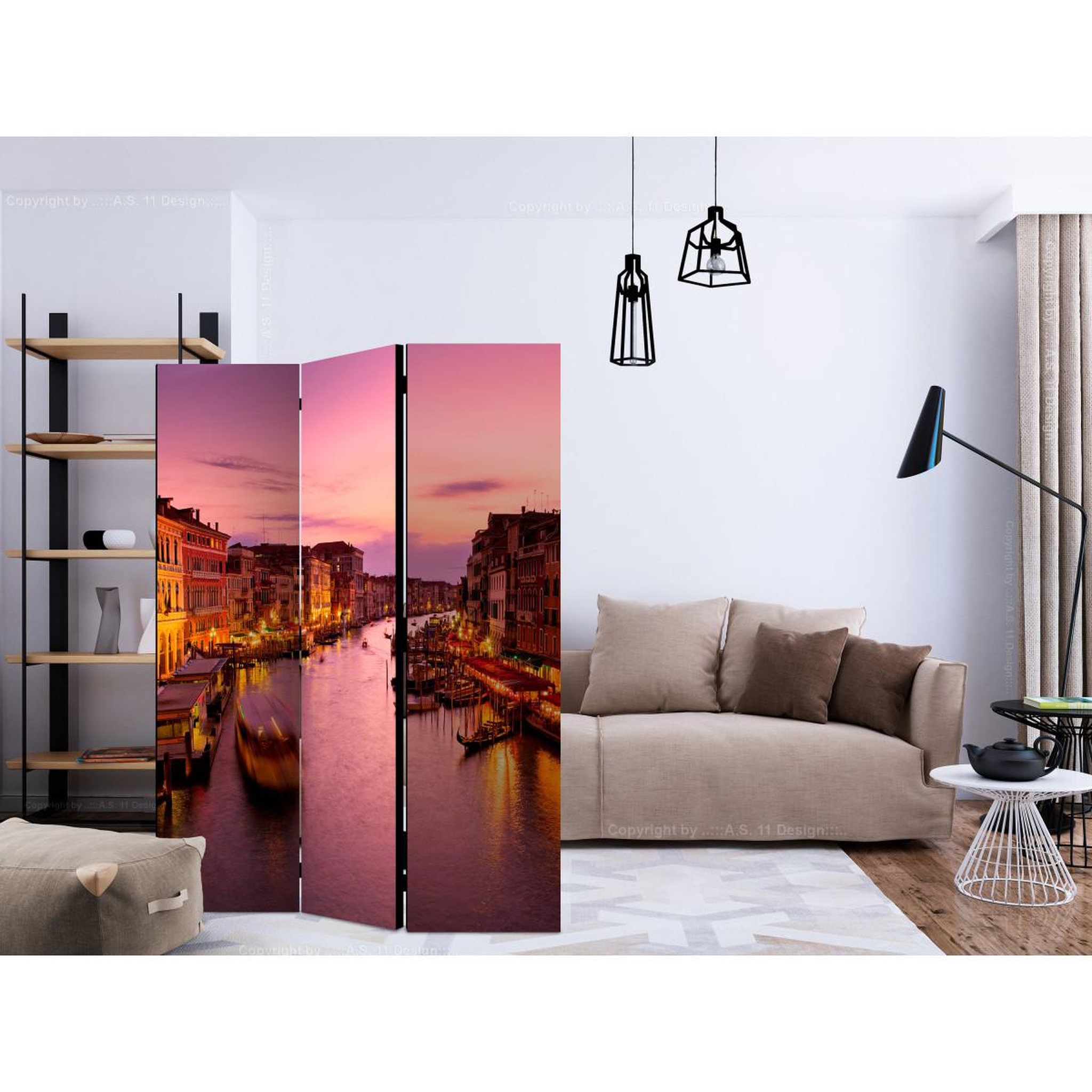 Voir la diapositive 2 : Paris Prix Paravent 3 volets  city of lovers, venice by night ii  135x172cm