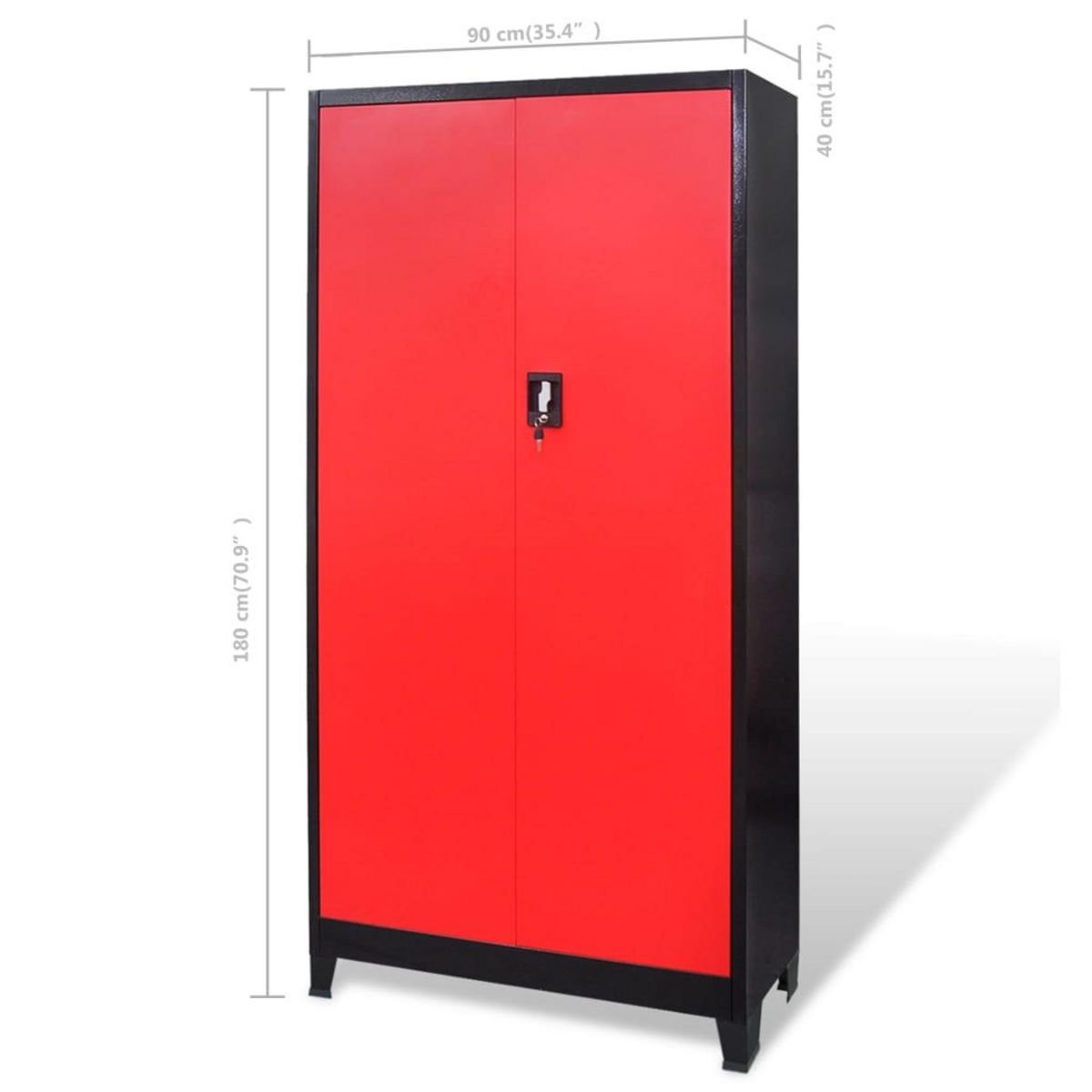 VIDAXL Armoire avec coffre a outils Acier 90x40x180 cm Rouge et noir
