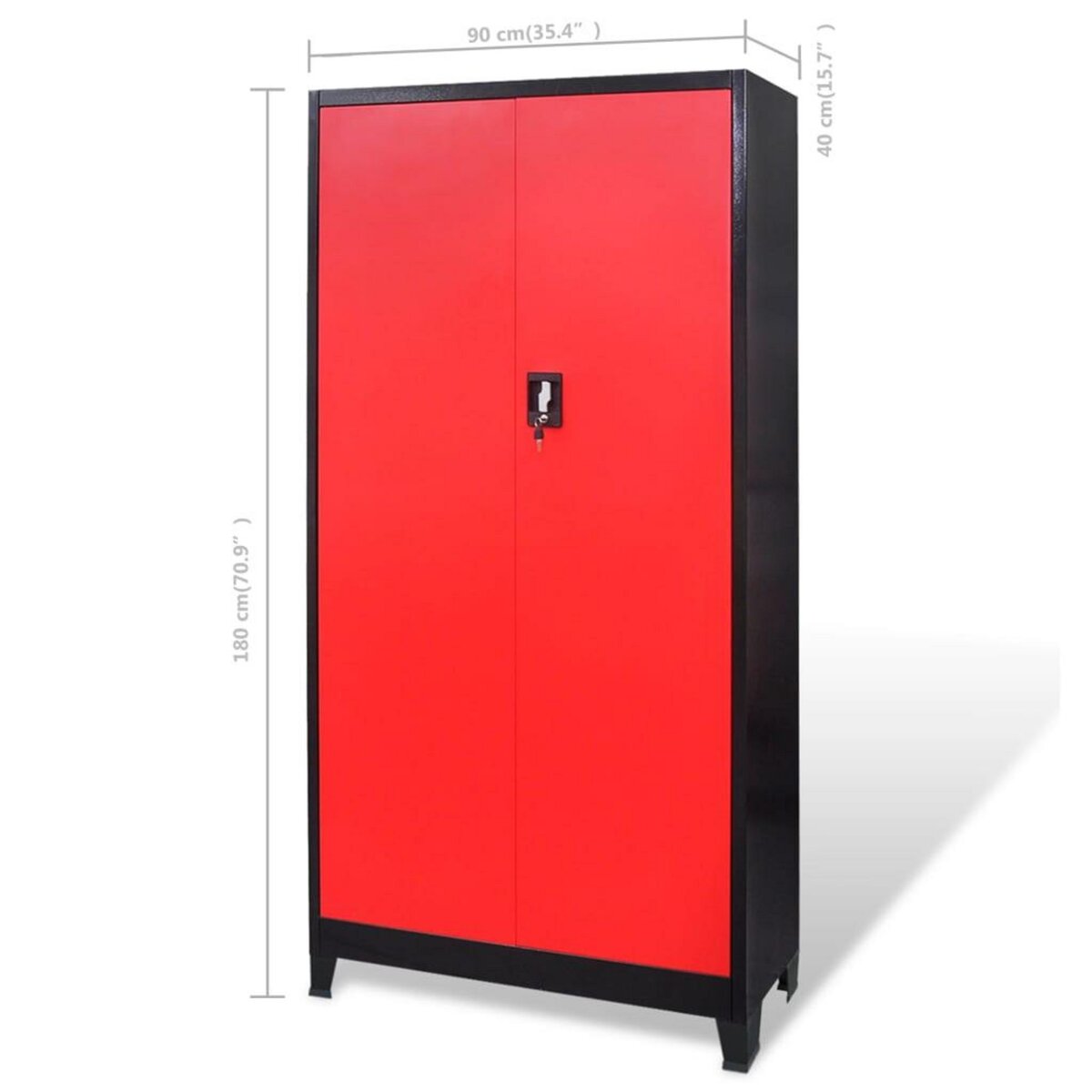 VIDAXL Armoire avec coffre a outils Acier 90x40x180 cm Rouge et noir