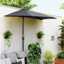 Voir la diapositive 2 : OUTSUNNY Demi parasol, parasol de balcon 5 entretoises métal polyester 2,69L x 1,38l x 2,36H m gris