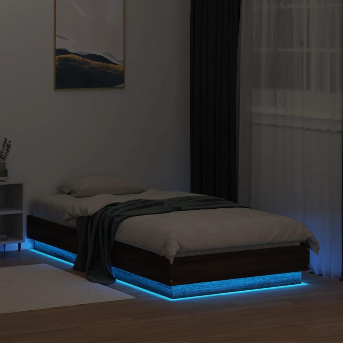 VIDAXL Cadre de lit sans matelas avec lumieres LED 90x190 cm