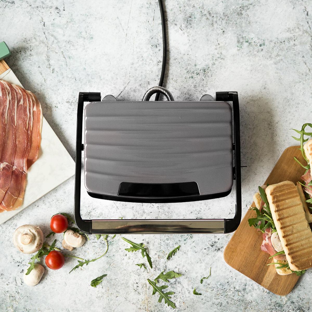 LIVOO Grill viandes et panini 750w gris/noir - doc232g