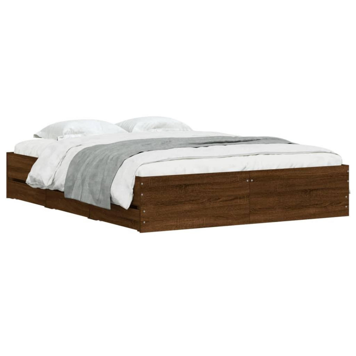 VIDAXL Cadre de lit avec tiroirs sans matelas chene marron 140x200 cm