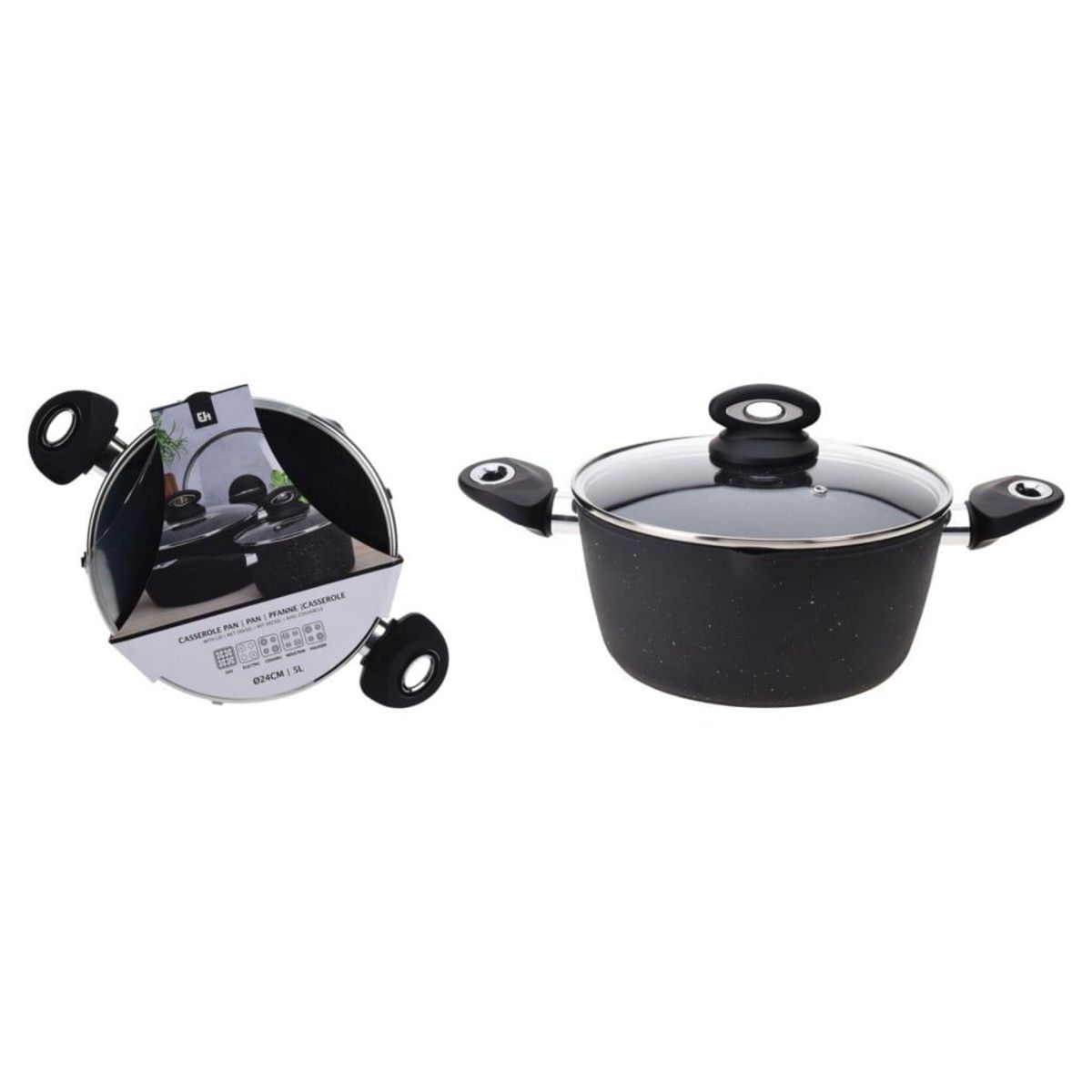 Excellent houseware Excellent Houseware Casserole avec couvercle 24 cm Aluminium forge