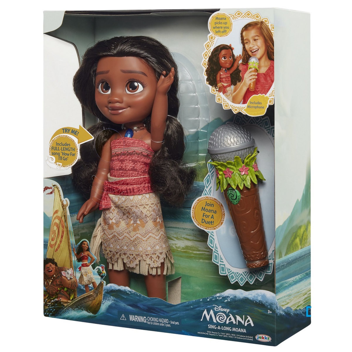 JAKKS PACIFIC Poupée chante avec Vaiana 38 cm et micro Disney Princesses Vaiana