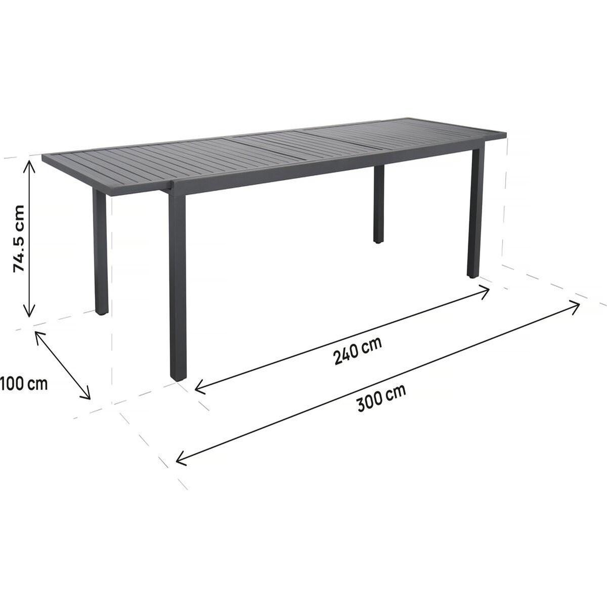 Voir la diapositive 4 : Habitat et Jardin Table de jardin extensible en métal  salou  - 240/300 x 100 x 75 cm - gris
