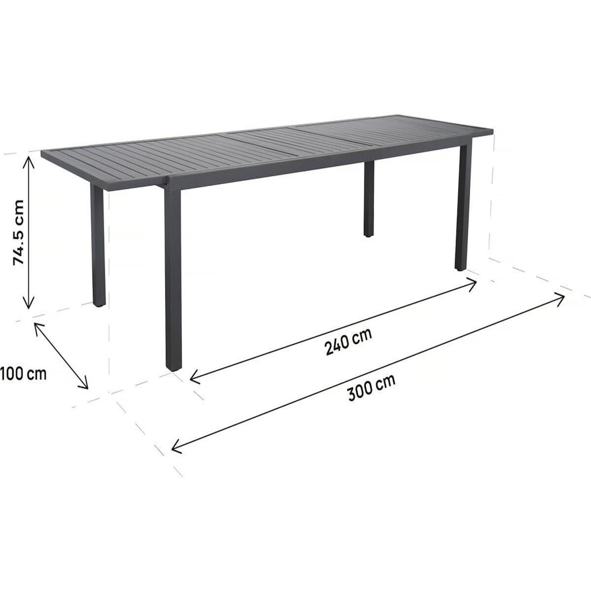 Habitat et Jardin Table de jardin extensible en métal  Salou  - 240/300 x 100 x 75 cm - Gris