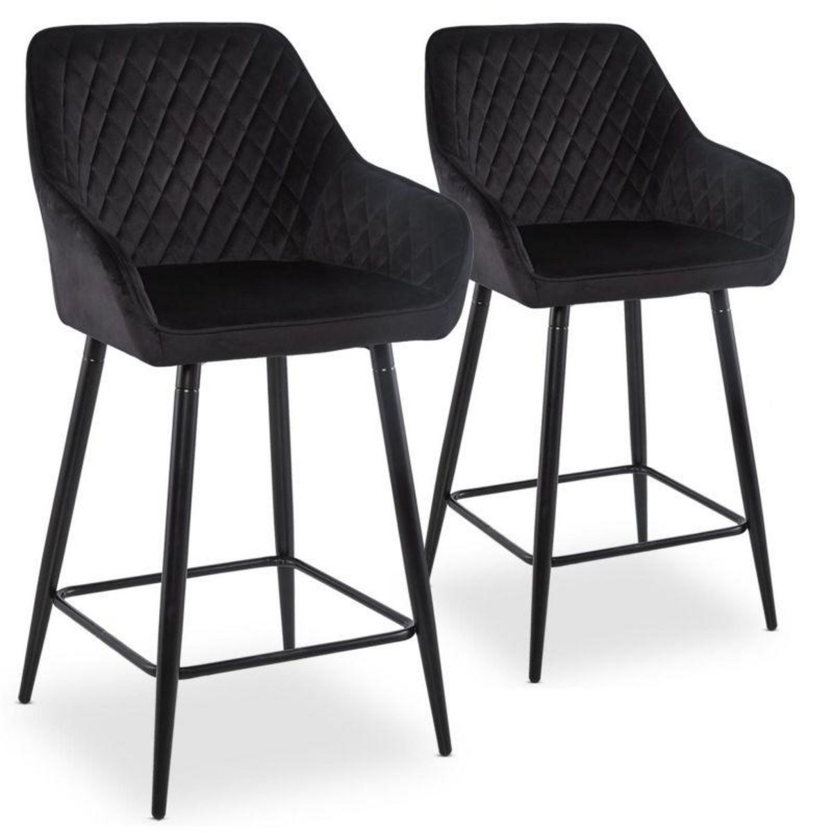 Paris Prix Lot de 2 Chaises de Bar Velours  Onika  105cm Noir