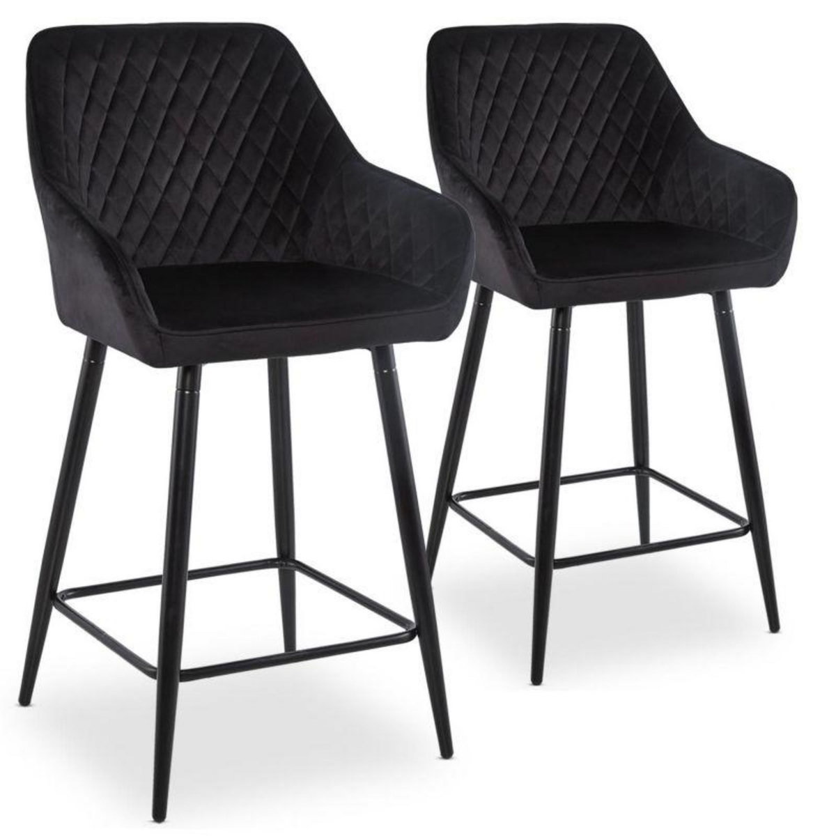 Paris Prix Lot de 2 Chaises de Bar Velours  Onika  105cm Noir