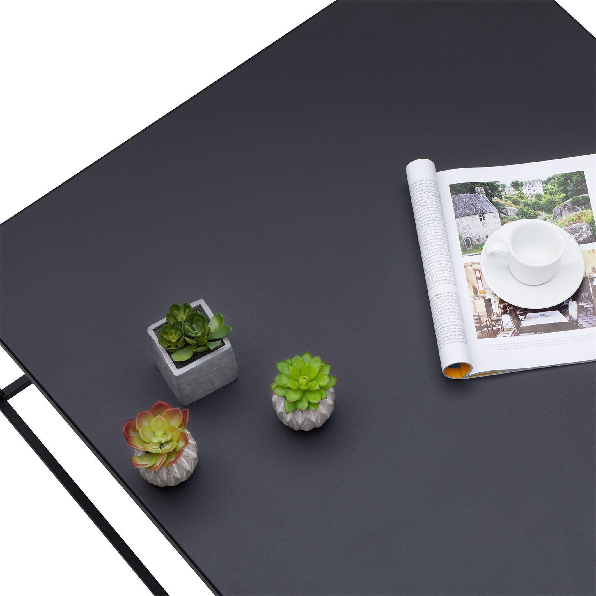 Voir la diapositive 4 : IDIMEX Table basse carrée hilar, cadre et plateau en métal laqué