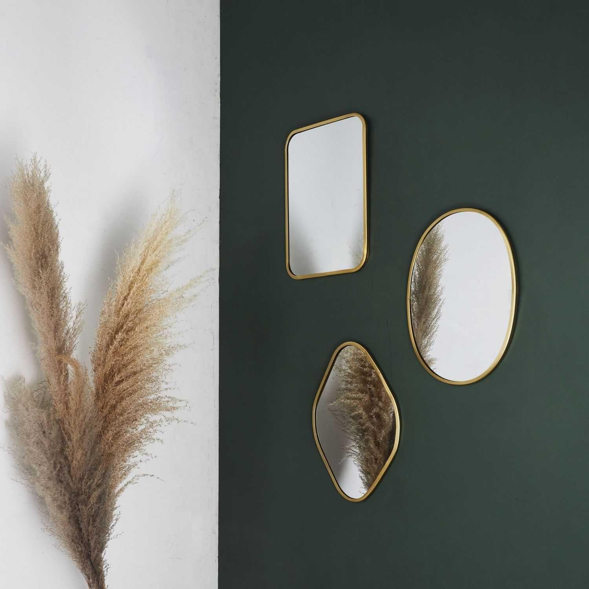 Voir la diapositive 2 : TOILINUX Lot de 3 miroirs avec contours en métal - Doré