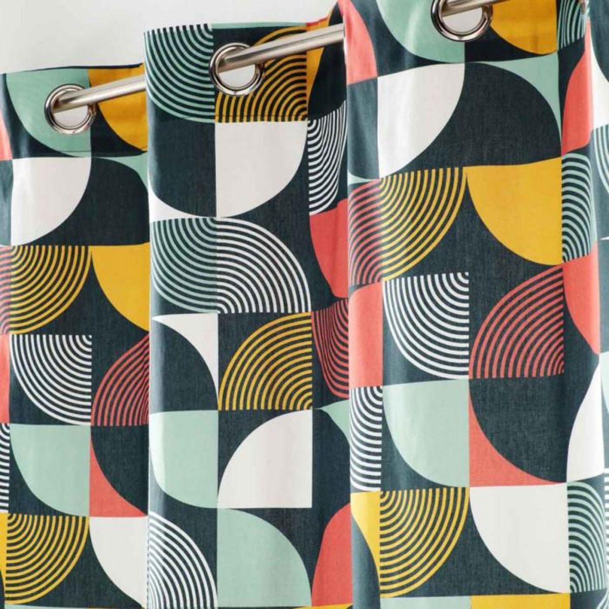 Paris Prix Rideau à Œillets Imprimé  Rythmo  140x240cm Orange