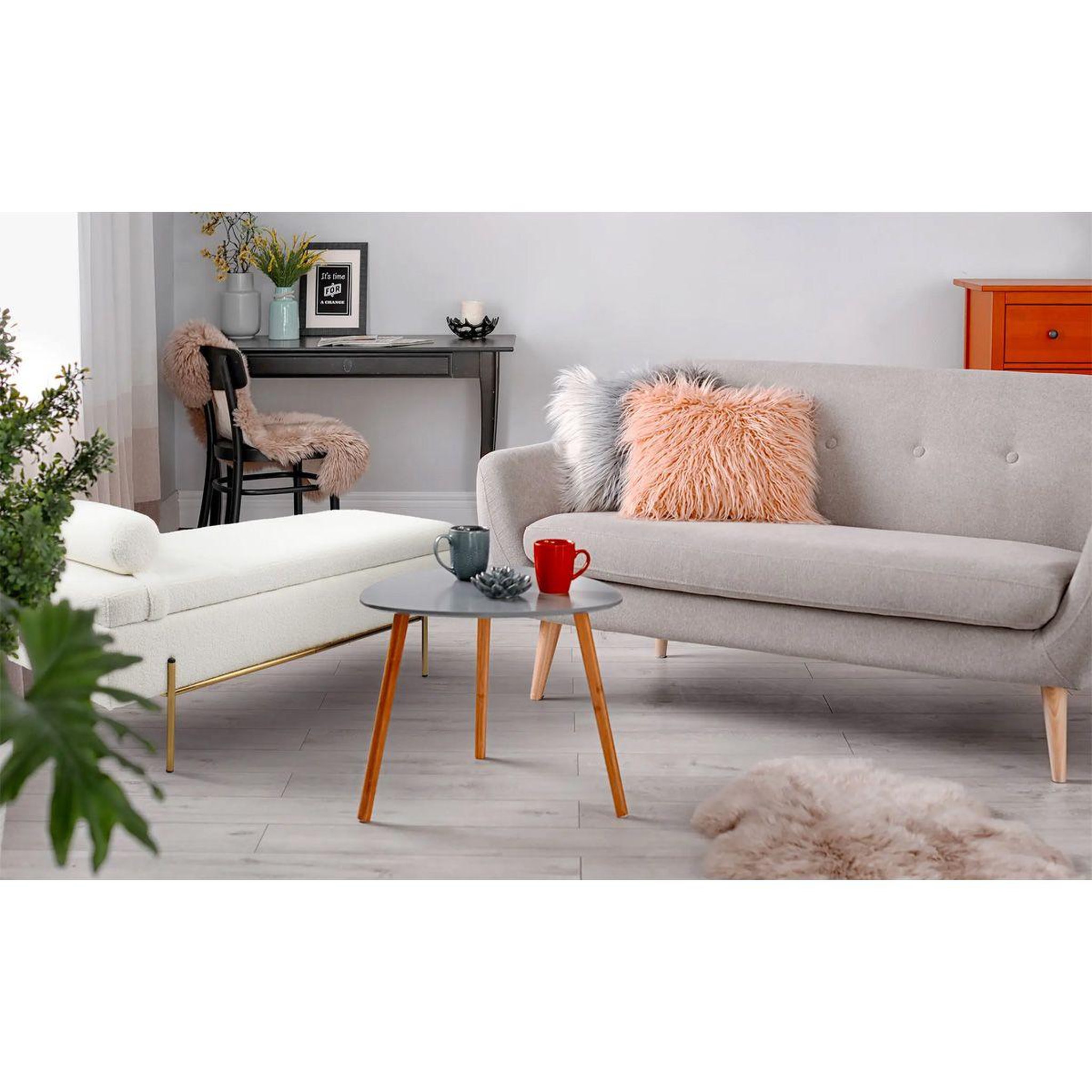 Voir la diapositive 6 : Paris Prix Banquette & coffre bouclette  loyd  140cm blanc