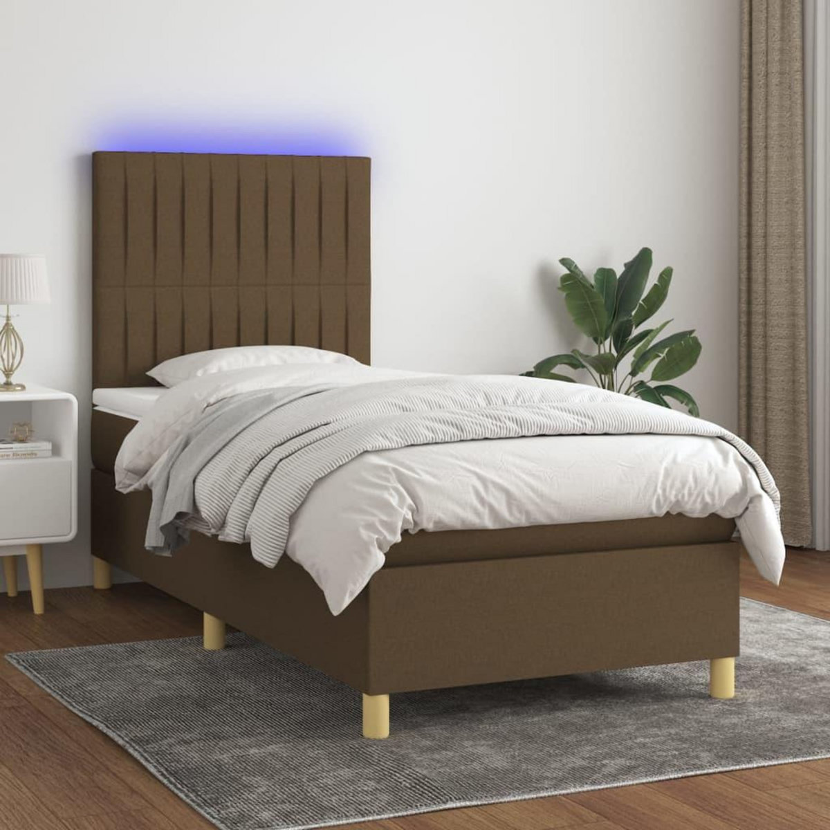 VIDAXL Sommier a lattes de lit et matelas et LED Marron fonce 80x200cm
