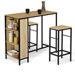 ID MARKET Ensemble table de bar DETROIT et 2 tabourets design industriel