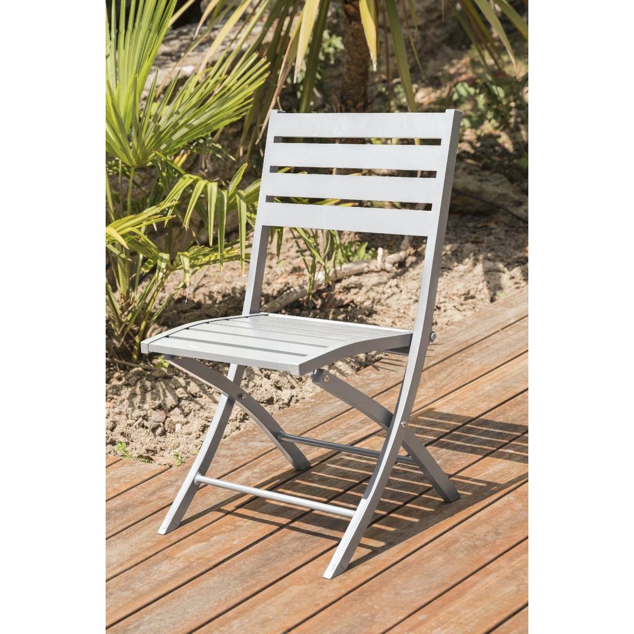 Voir la diapositive 2 : Paris Prix Lot de 2 chaises de jardin pliantes  marius  82cm gris