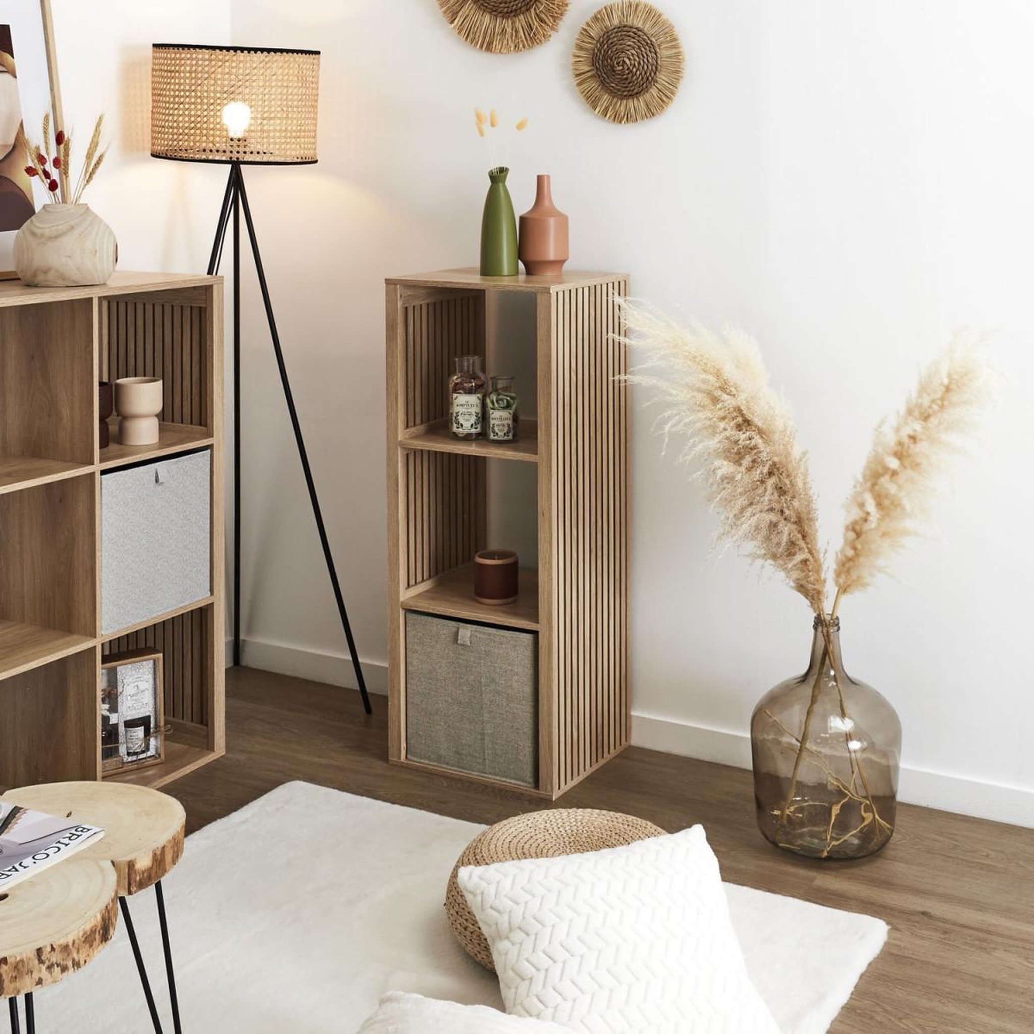 Voir la diapositive 6 : The Home Deco Factory Étagère modulable 3 cases  klaus  99cm marron