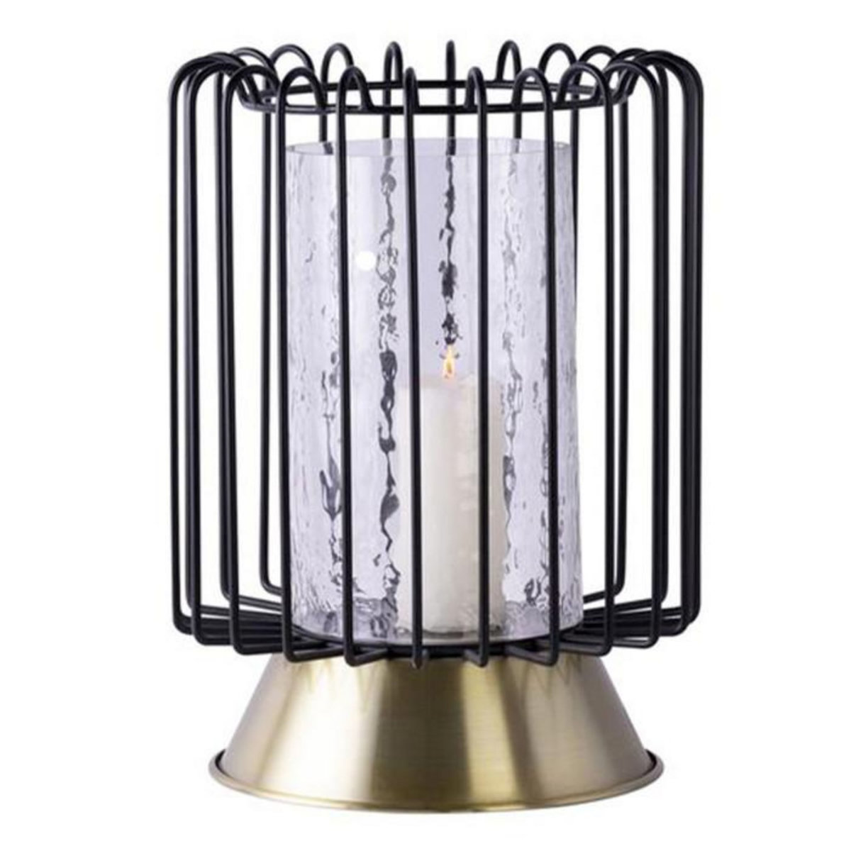 Paris Prix Bougeoir Rond Déco  Malibu  31cm Noir & Or