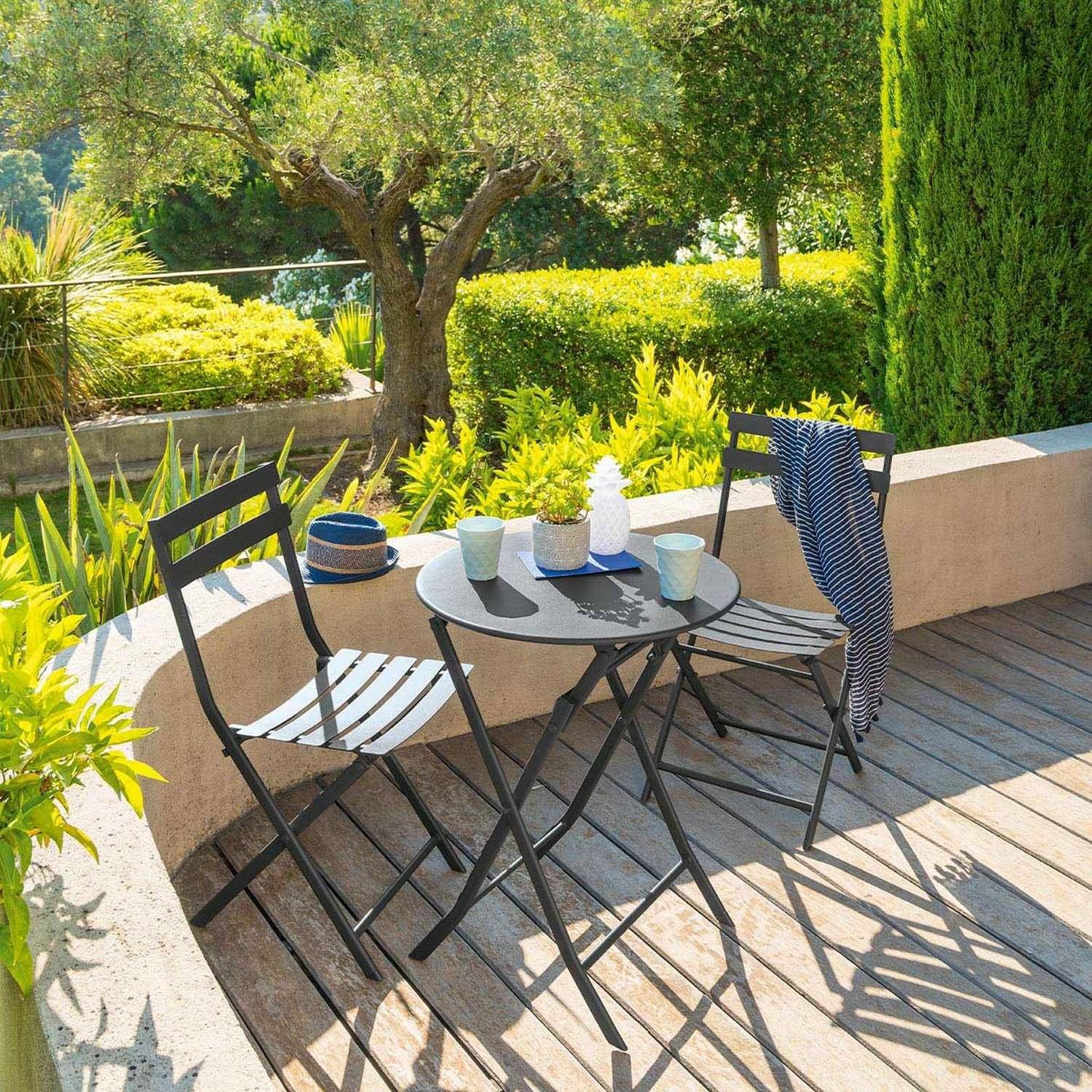 Voir la diapositive 2 : TOILINUX Lot de 2 chaises de jardin pliables en métal greensboro