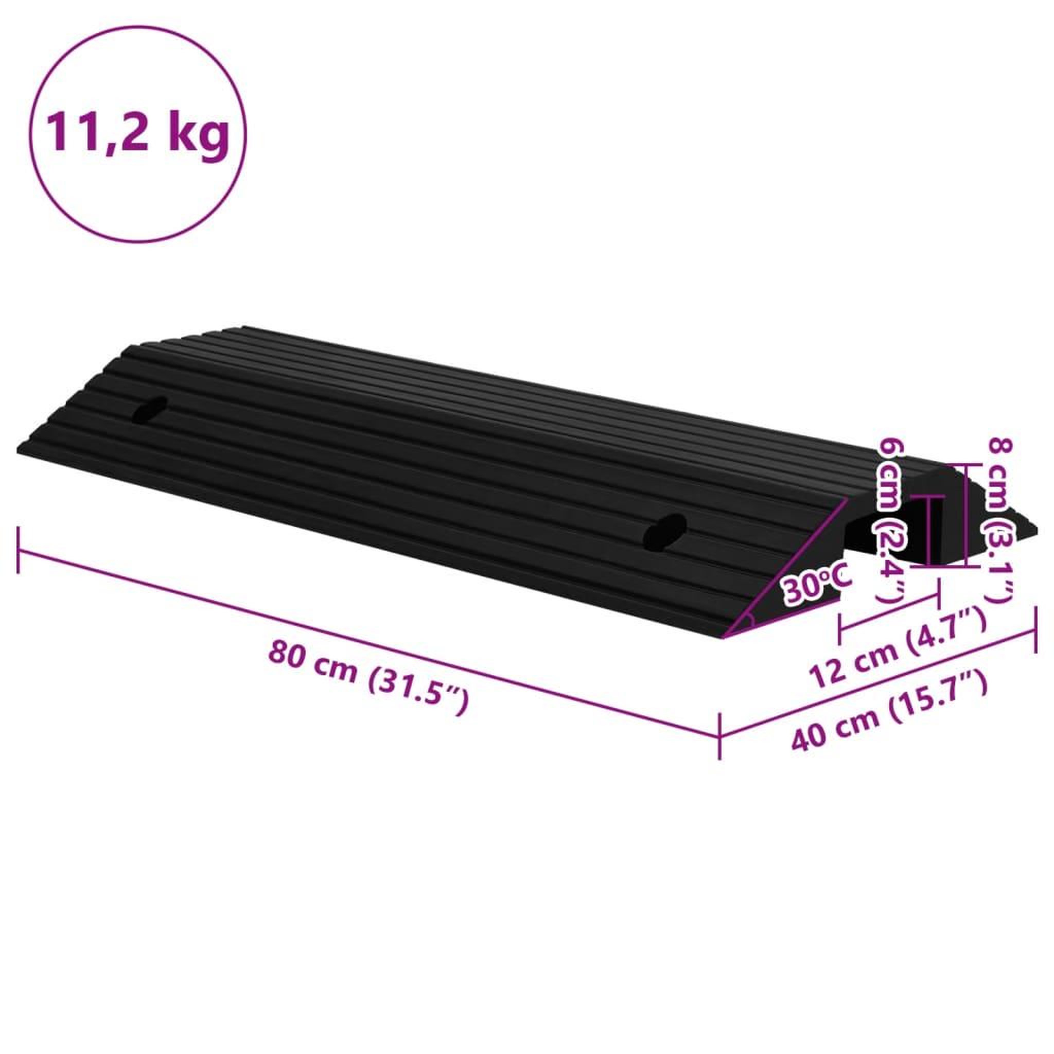 Voir la diapositive 6 : VIDAXL Rampes de seuil de pont 2 pcs 80x40x8 cm Caoutchouc