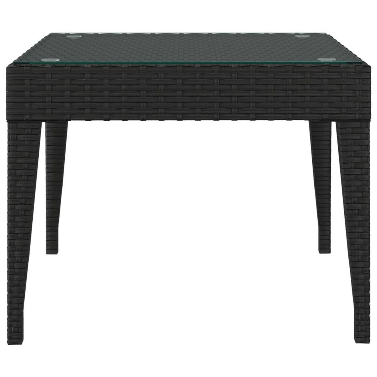 VIDAXL Table d'appoint noir 50x50x38 cm poly rotin et verre trempe