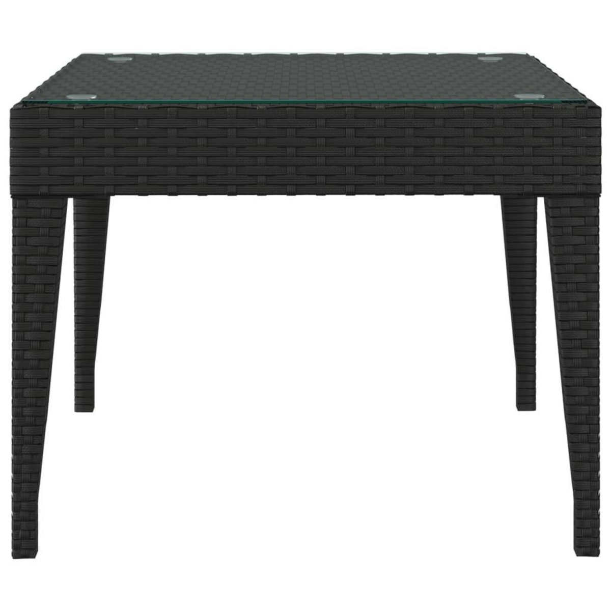 VIDAXL Table d'appoint noir 50x50x38 cm poly rotin et verre trempe
