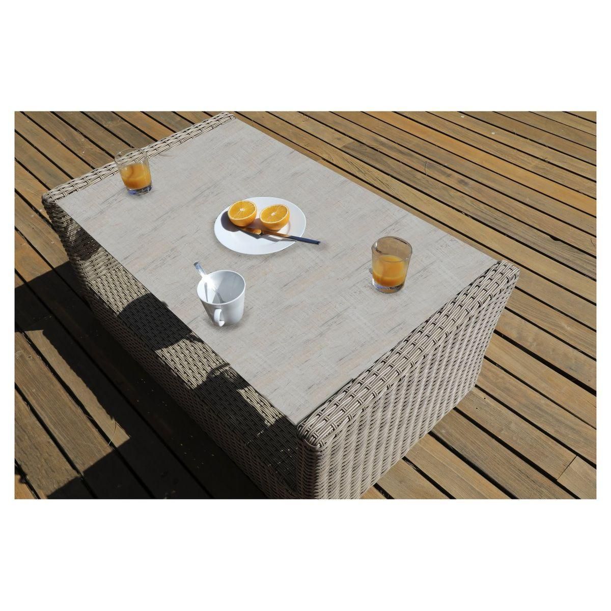 Salon bas de jardin 4 personnes en résine tréssée ACACIA