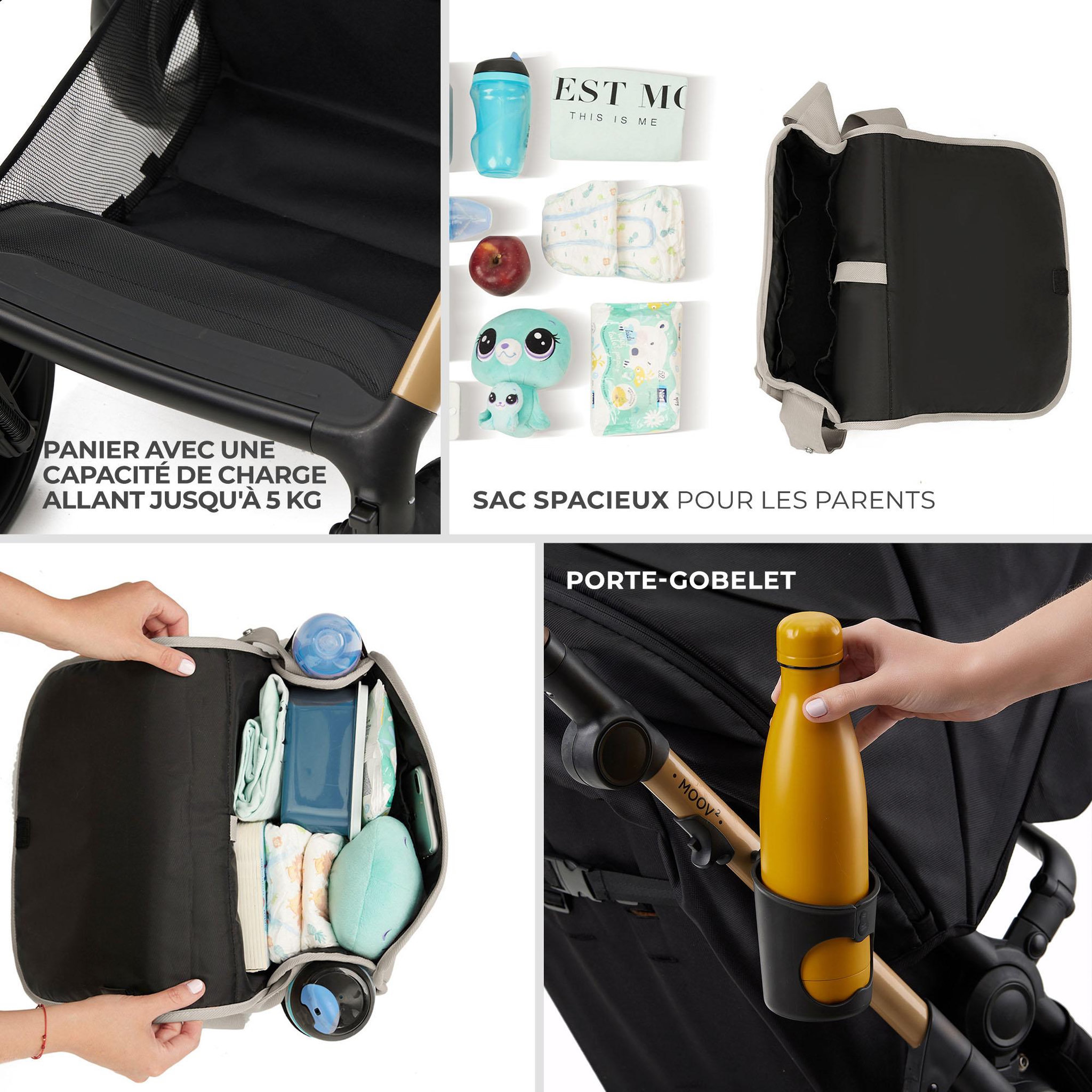 Voir la diapositive 5 : KINDERKRAFT Poussette trio moov 2 pratique et confortable