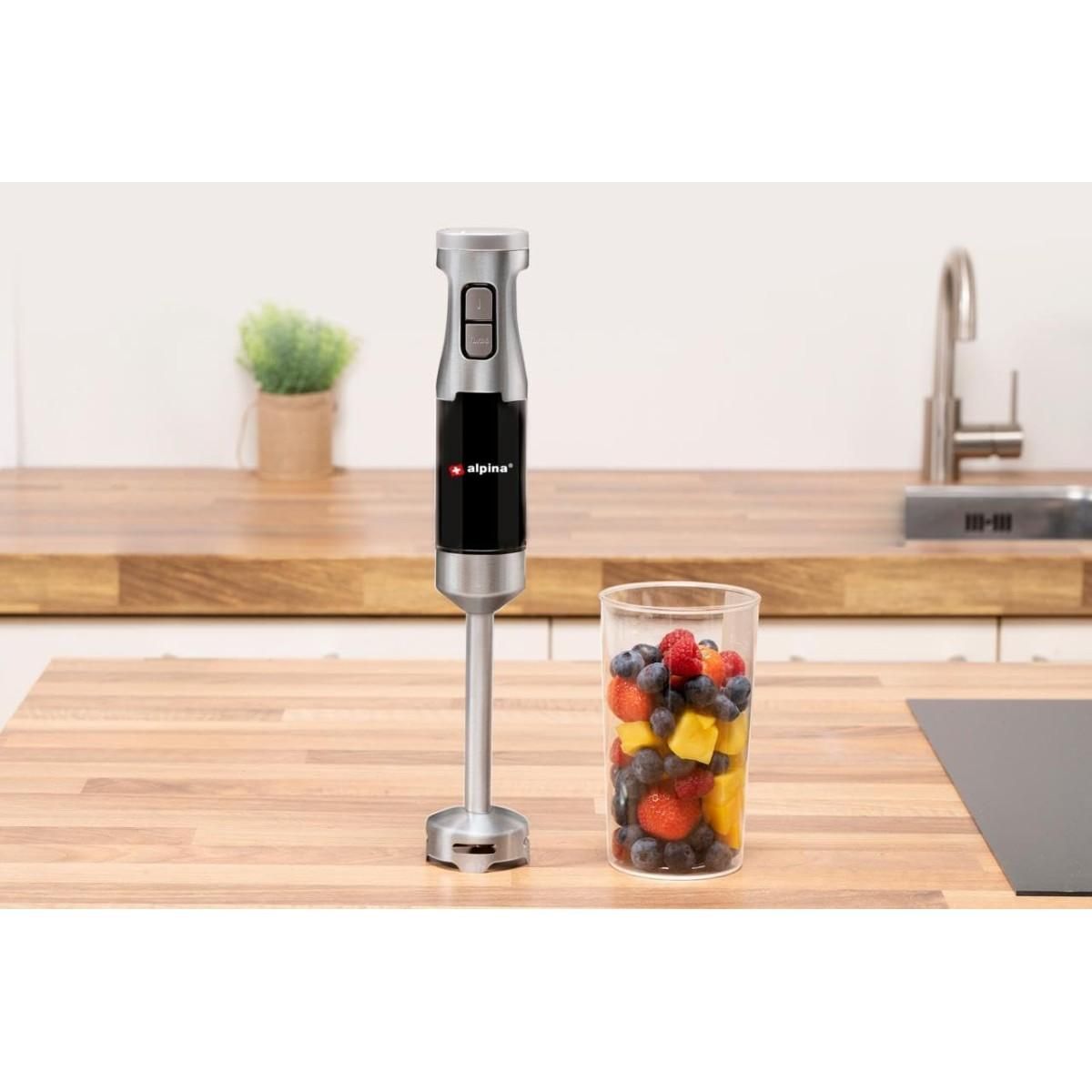 Alpina Mixeur plongeant Inox 1000W 2 Vitesses + Turbo Verre gradué 700 ml ALPINA